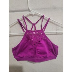 Victoria's Secret Bralette M Magenta Strappy Cage Back High Neck Seamless Boho